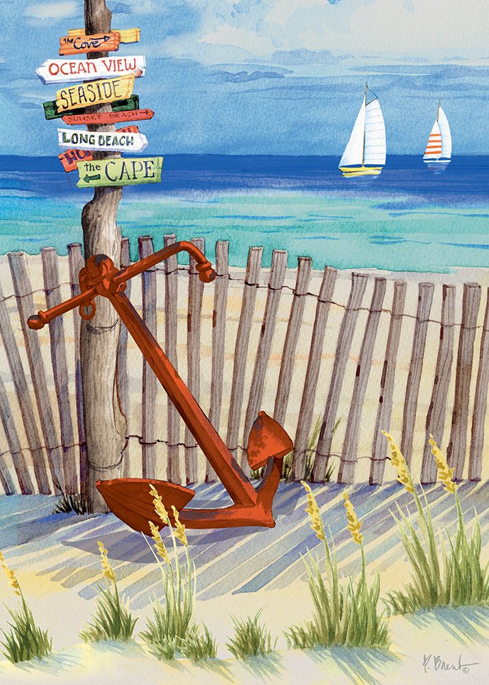 Beach Signs Anchor Vertical art print by Paul Brent for $57.95 CAD