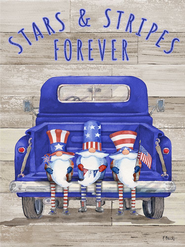 Patriotic Gnomes Truck - Wood art print by Paul Brent for $57.95 CAD