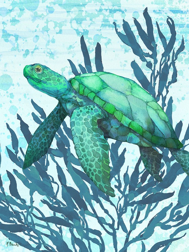 Calypso Turtles Vertical II - Bright art print by Paul Brent for $57.95 CAD