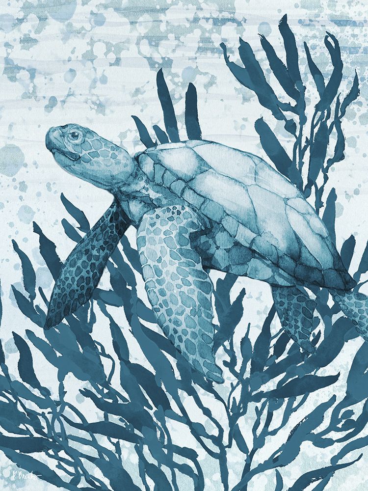 Calypso Turtles Vertical II - Indigo art print by Paul Brent for $57.95 CAD