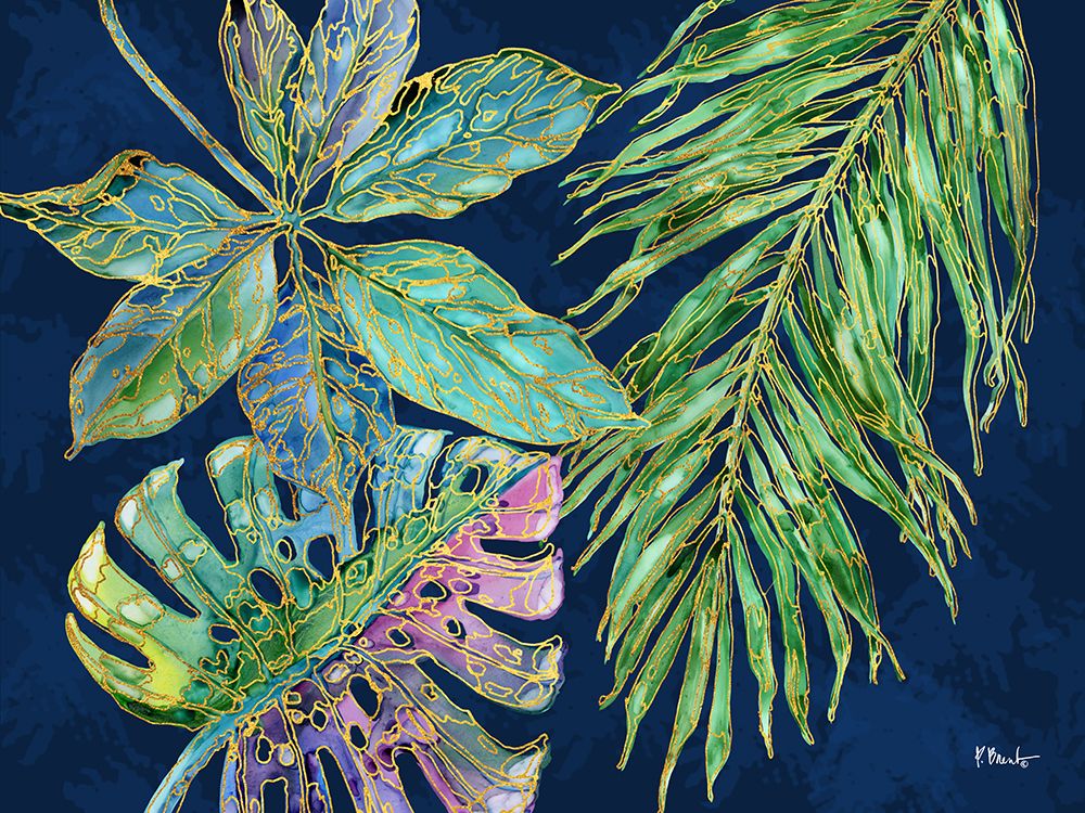 Spectrum Palm Fronds Horizontal - Navy art print by Paul Brent for $57.95 CAD