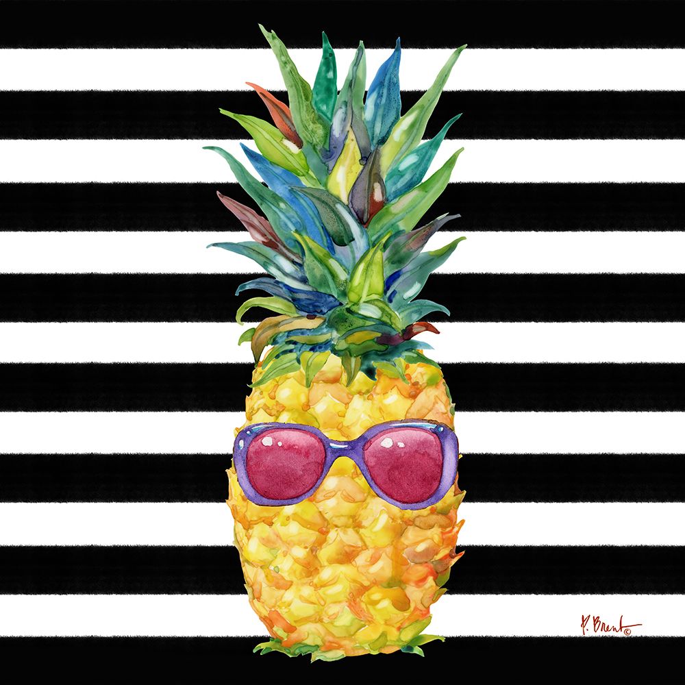 Cool Kona Pineapple IV - Black Stripe art print by Paul Brent for $57.95 CAD