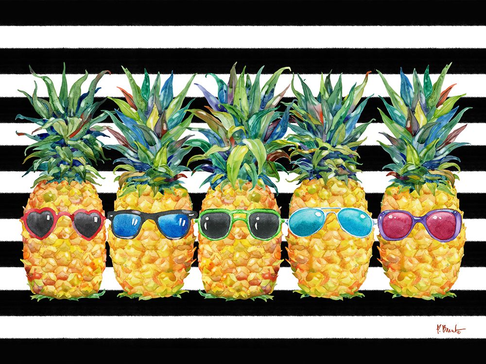 Cool Kona Pineapple Horizontal - Black Stripe art print by Paul Brent for $57.95 CAD