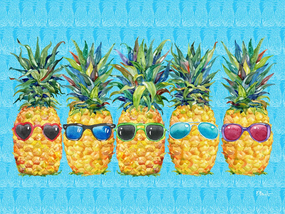 Cool Kona Pineapple Horizontal - Azul Lines art print by Paul Brent for $57.95 CAD