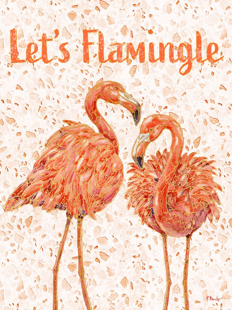 Martinique Flamingos Vertical - Terrazzo art print by Paul Brent for $57.95 CAD