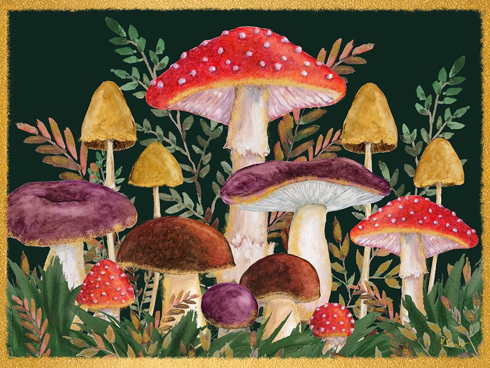 Gilded Mushrooms Horizontal art print by Paul Brent for $57.95 CAD