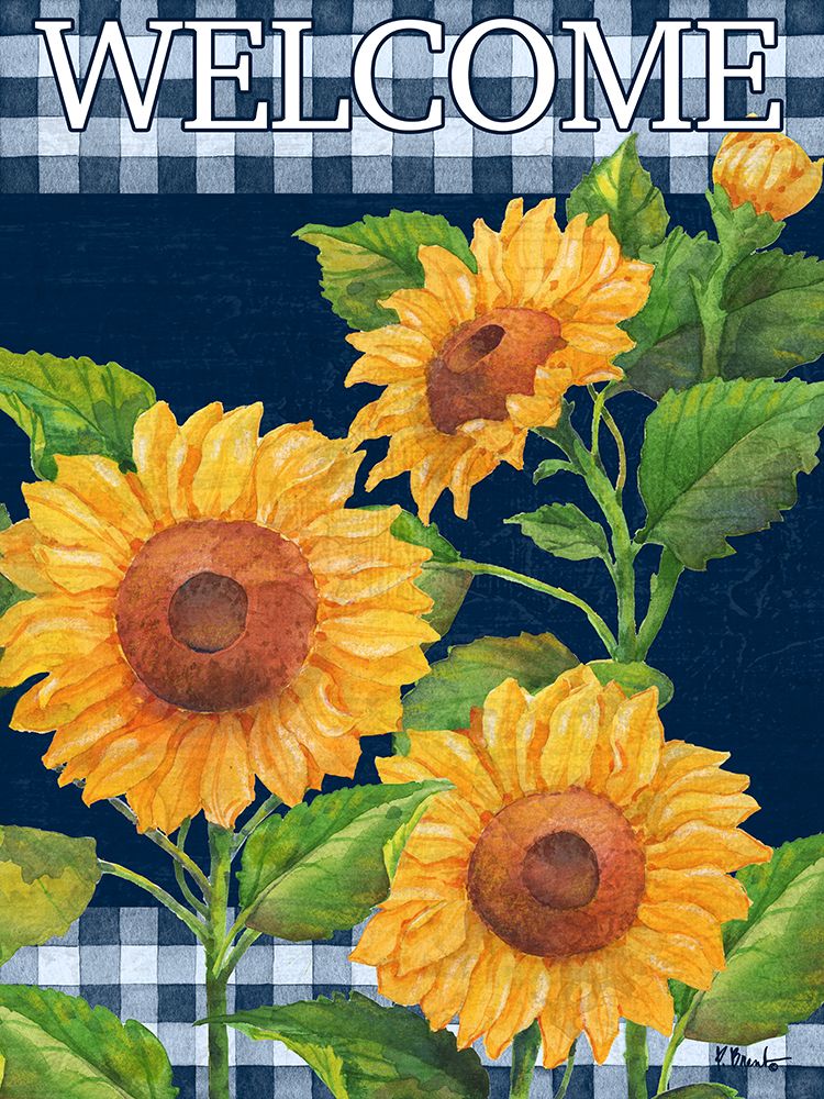 Sunflower Chic Plaid Vertical art print by Paul Brent for $57.95 CAD