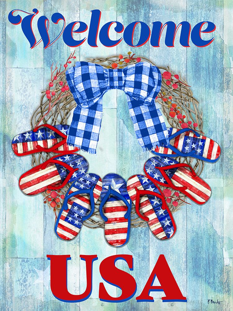 Freedom Flip Flop Wreath Vertical art print by Paul Brent for $57.95 CAD