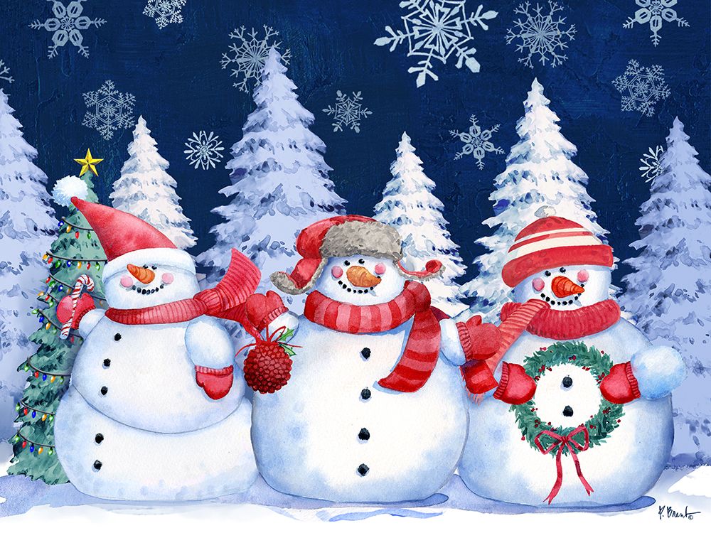 Holiday Icy Snowman Horizontal - Navy art print by Paul Brent for $57.95 CAD