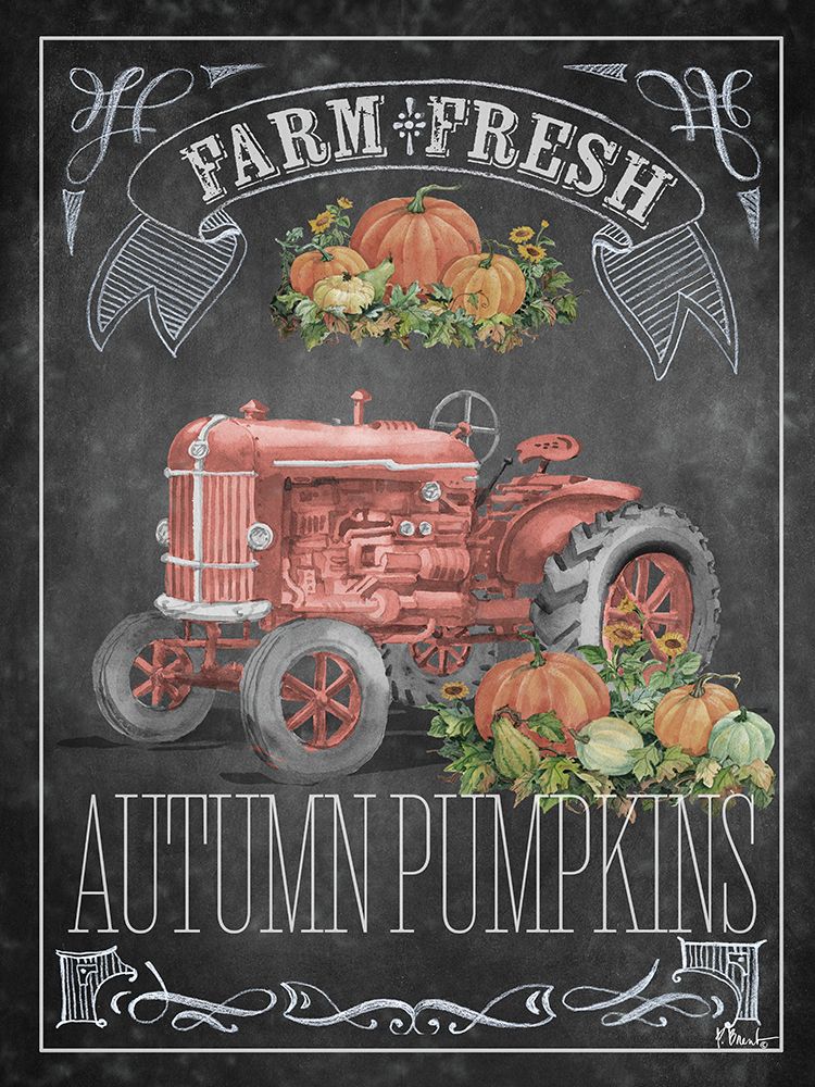 Autumn Tractor Chalkboard art print by Paul Brent for $57.95 CAD