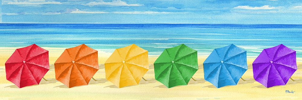 Lined Rainbow Beach Umbrellas art print by Paul Brent for $57.95 CAD