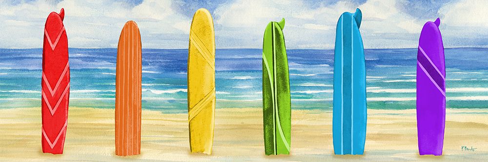 Lined Rainbow Beach Surfboards art print by Paul Brent for $57.95 CAD