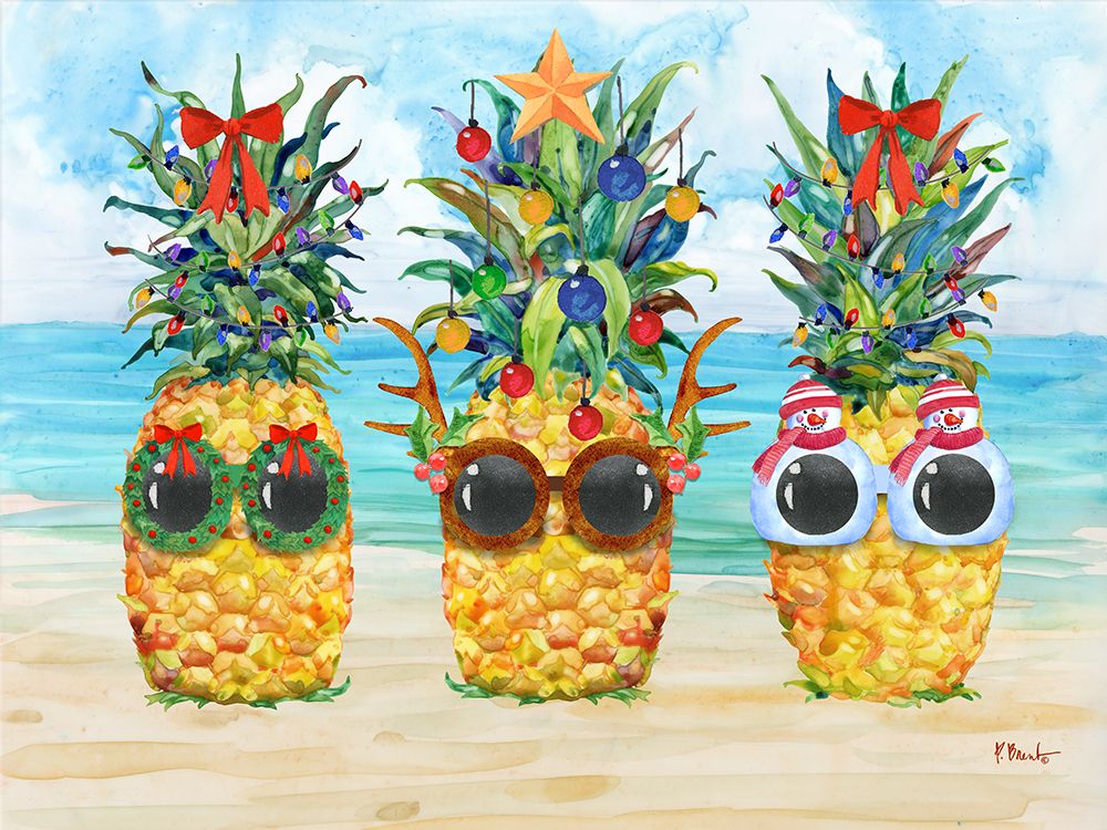 Christmas Cool Kona Pineapples Horizontal I art print by Paul Brent for $57.95 CAD