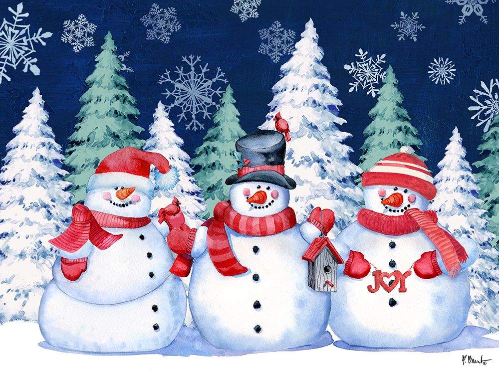 Holiday Icy Snowman Horizontal II - Navy art print by Paul Brent for $57.95 CAD