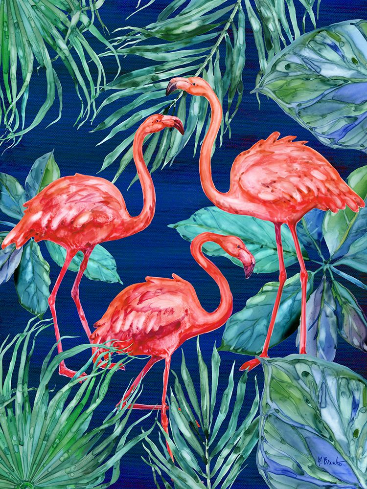 Flora Flamingos Vertical art print by Paul Brent for $57.95 CAD