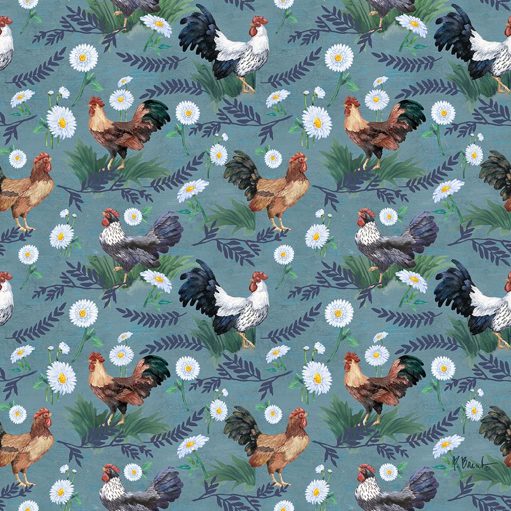 Ferns and Roosters Repeat art print by Paul Brent for $57.95 CAD