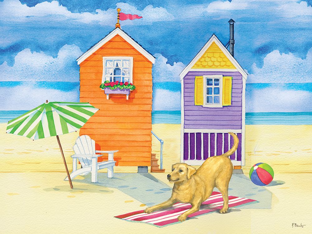Beach Hut Pup art print by Paul Brent for $57.95 CAD