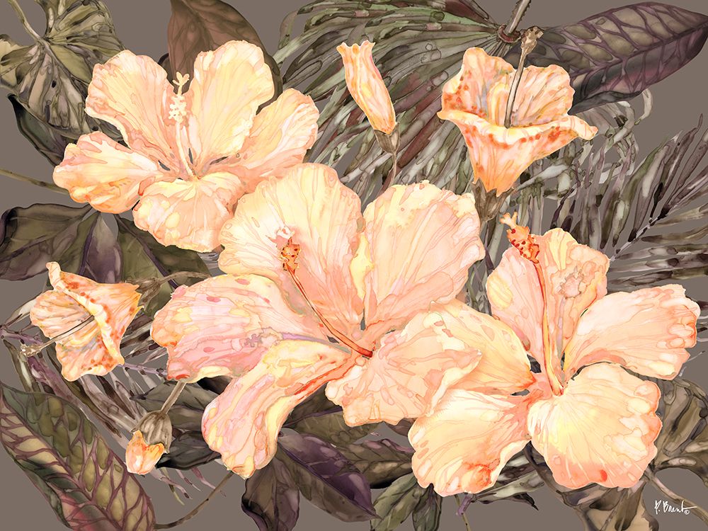 Hibiscus Bunch Horizontal - Peach art print by Paul Brent for $57.95 CAD