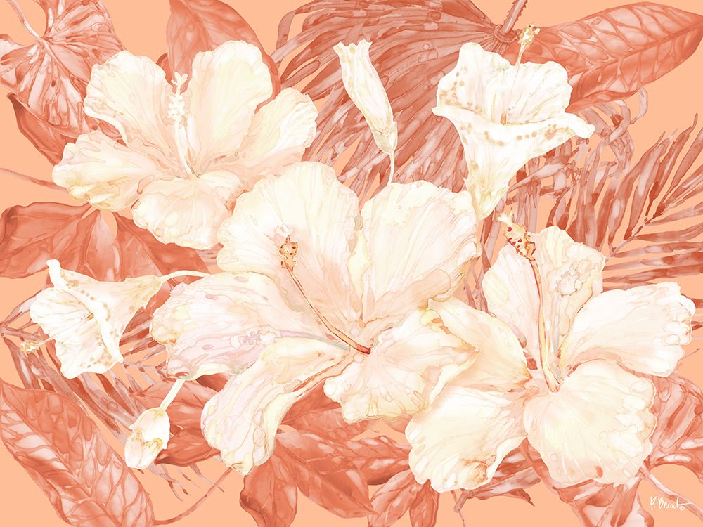 Hibiscus Bunch - Peach Fuzz art print by Paul Brent for $57.95 CAD