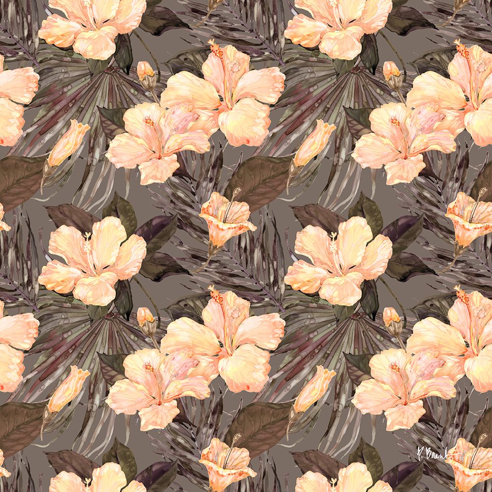 Hibiscus Bunch Repeat - Peach art print by Paul Brent for $57.95 CAD