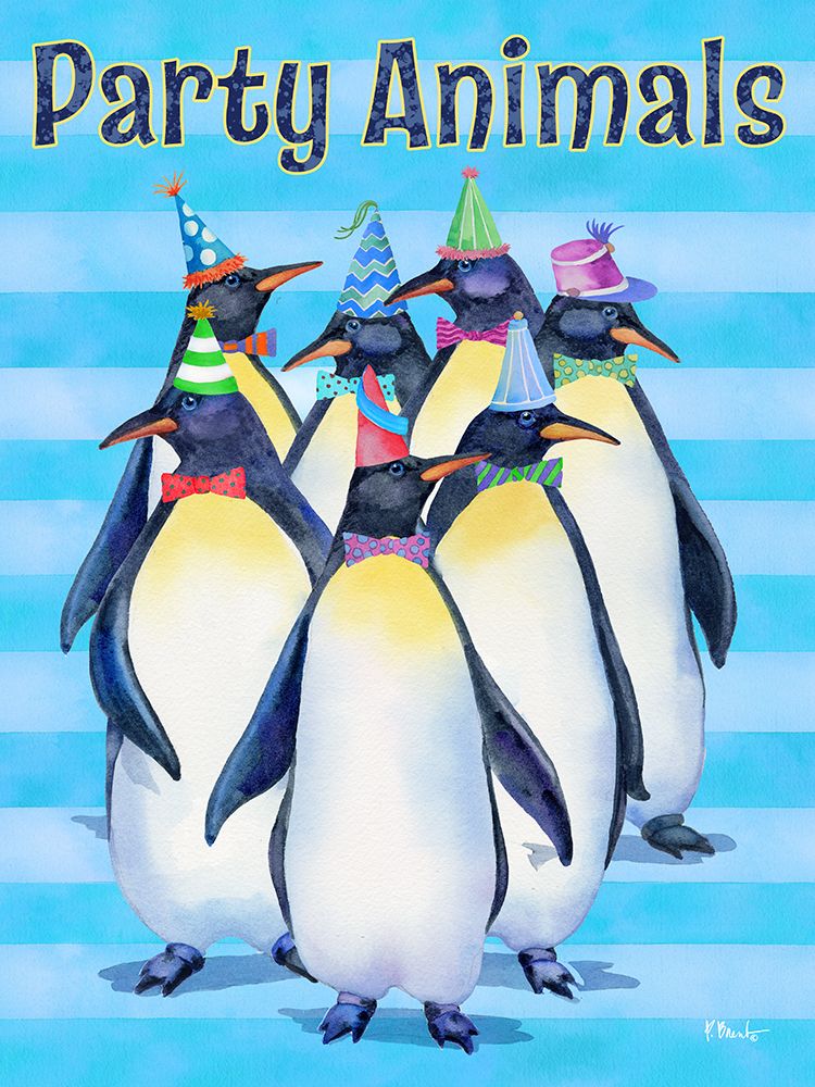 Party Penguins Vertical I art print by Paul Brent for $57.95 CAD