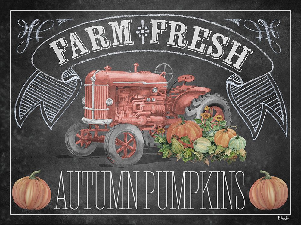 Autumn Tractor Chalkboard Horizontal art print by Paul Brent for $57.95 CAD