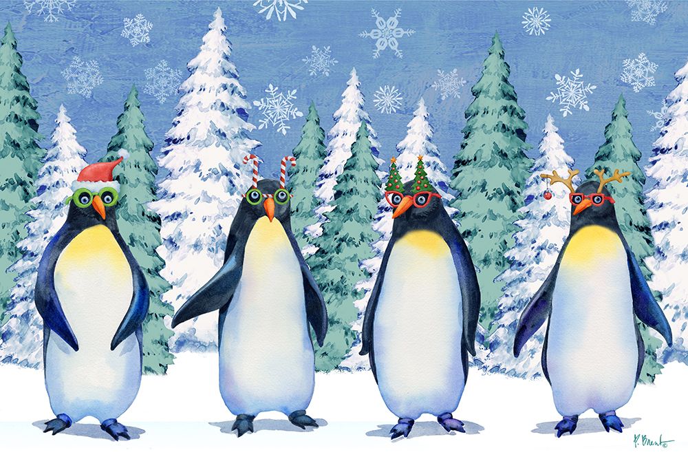 Holiday Party Penguins Horizontal II art print by Paul Brent for $57.95 CAD