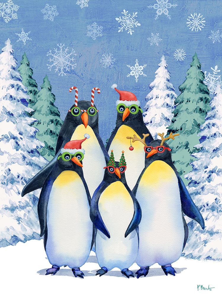 Holiday Party Penguins Vertical art print by Paul Brent for $57.95 CAD
