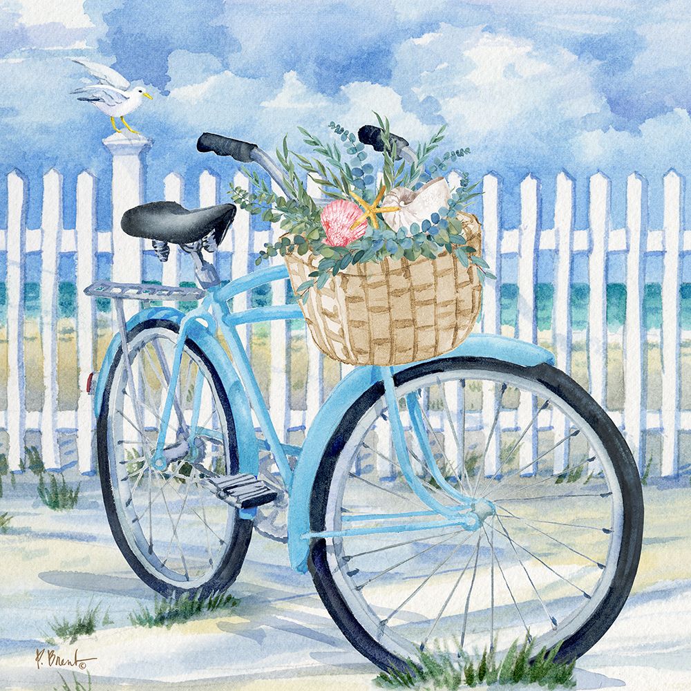 Floral Beach Bicycle I art print by Paul Brent for $57.95 CAD