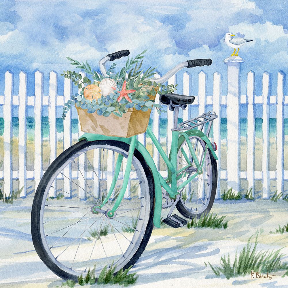 Floral Beach Bicycle II art print by Paul Brent for $57.95 CAD