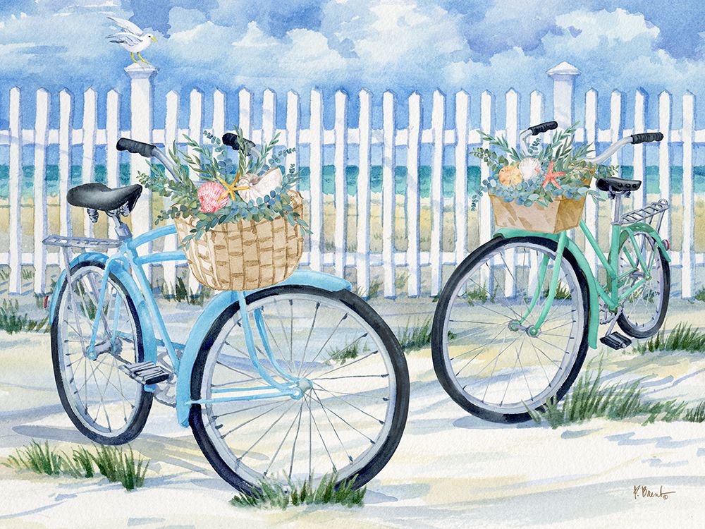 Floral Beach Bicycle Horizontal art print by Paul Brent for $57.95 CAD