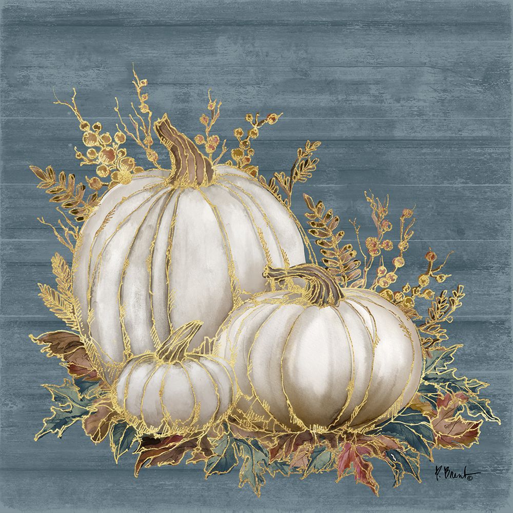 Golden White Pumpkins II - Blue art print by Paul Brent for $57.95 CAD