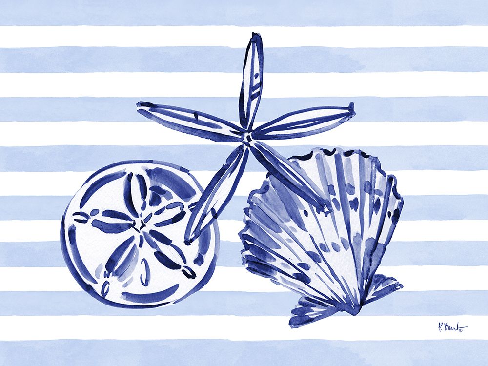 Brushstroke Shells Horizontal I - Indigo art print by Paul Brent for $57.95 CAD