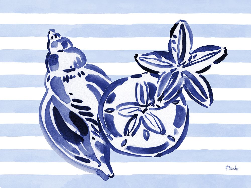 Brushstroke Shells Horizontal II - Indigo art print by Paul Brent for $57.95 CAD