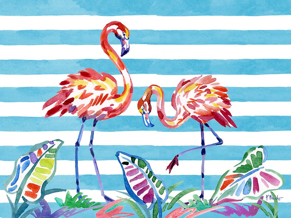 Brushstroke Flamingos Horizontal I art print by Paul Brent for $57.95 CAD