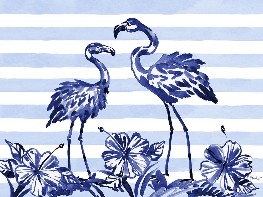 Brushstroke Flamingos Horizontal II - Indigo art print by Paul Brent for $57.95 CAD