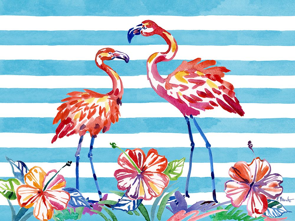 Brushstroke Flamingos Horizontal II art print by Paul Brent for $57.95 CAD