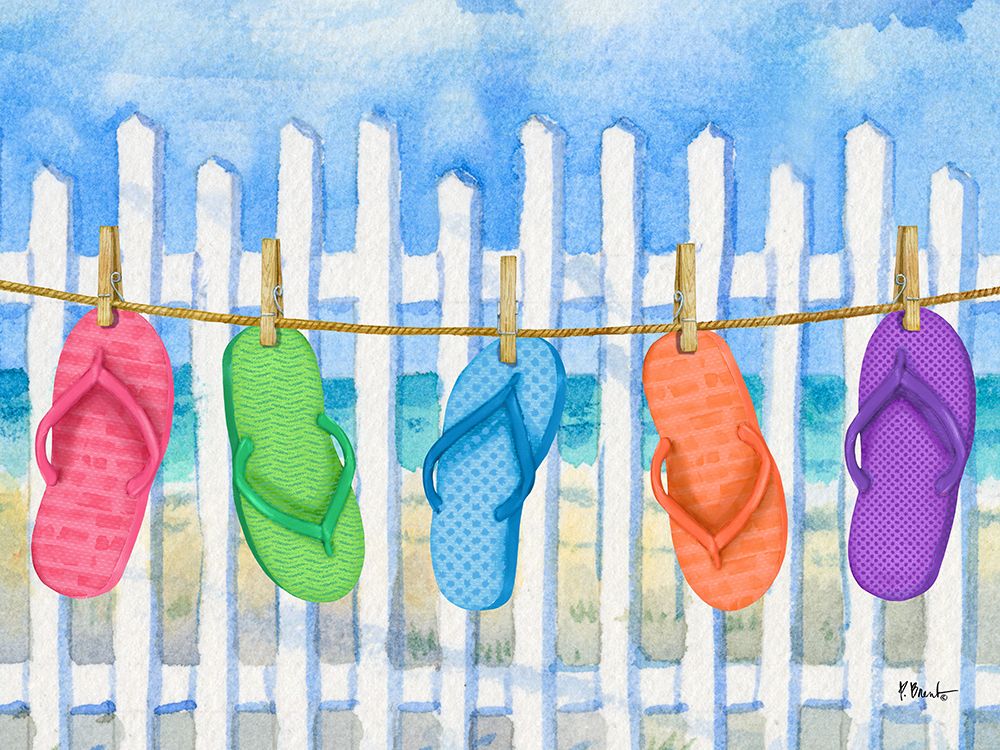 Flip Flop Clothesline Horizontal I art print by Paul Brent for $57.95 CAD