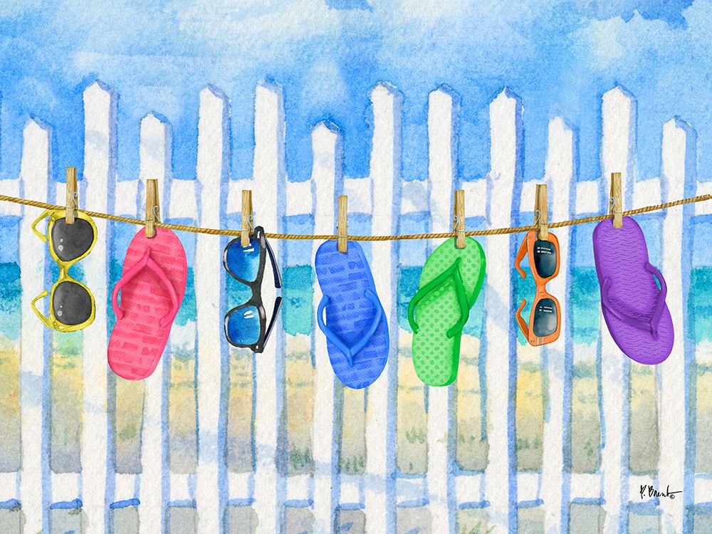 Flip Flop Clothesline Horizontal II art print by Paul Brent for $57.95 CAD