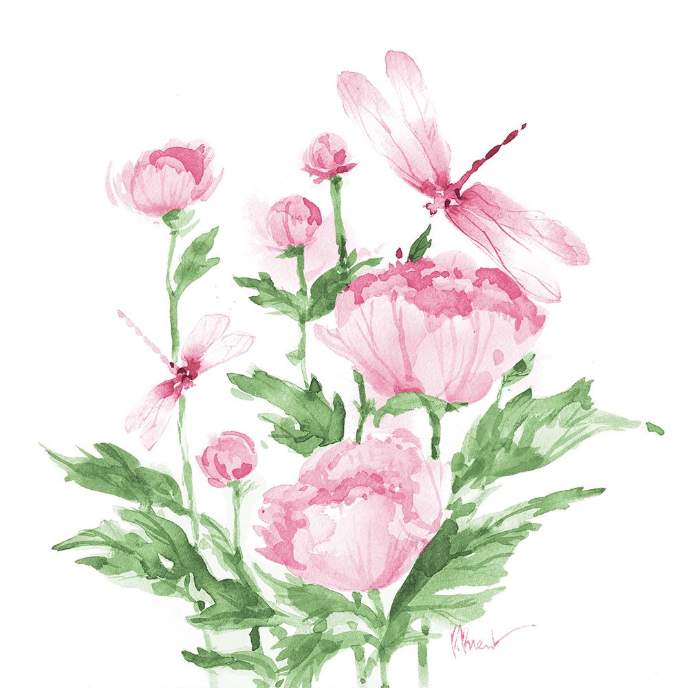 Province Peonies and Dragonflies art print by Paul Brent for $57.95 CAD