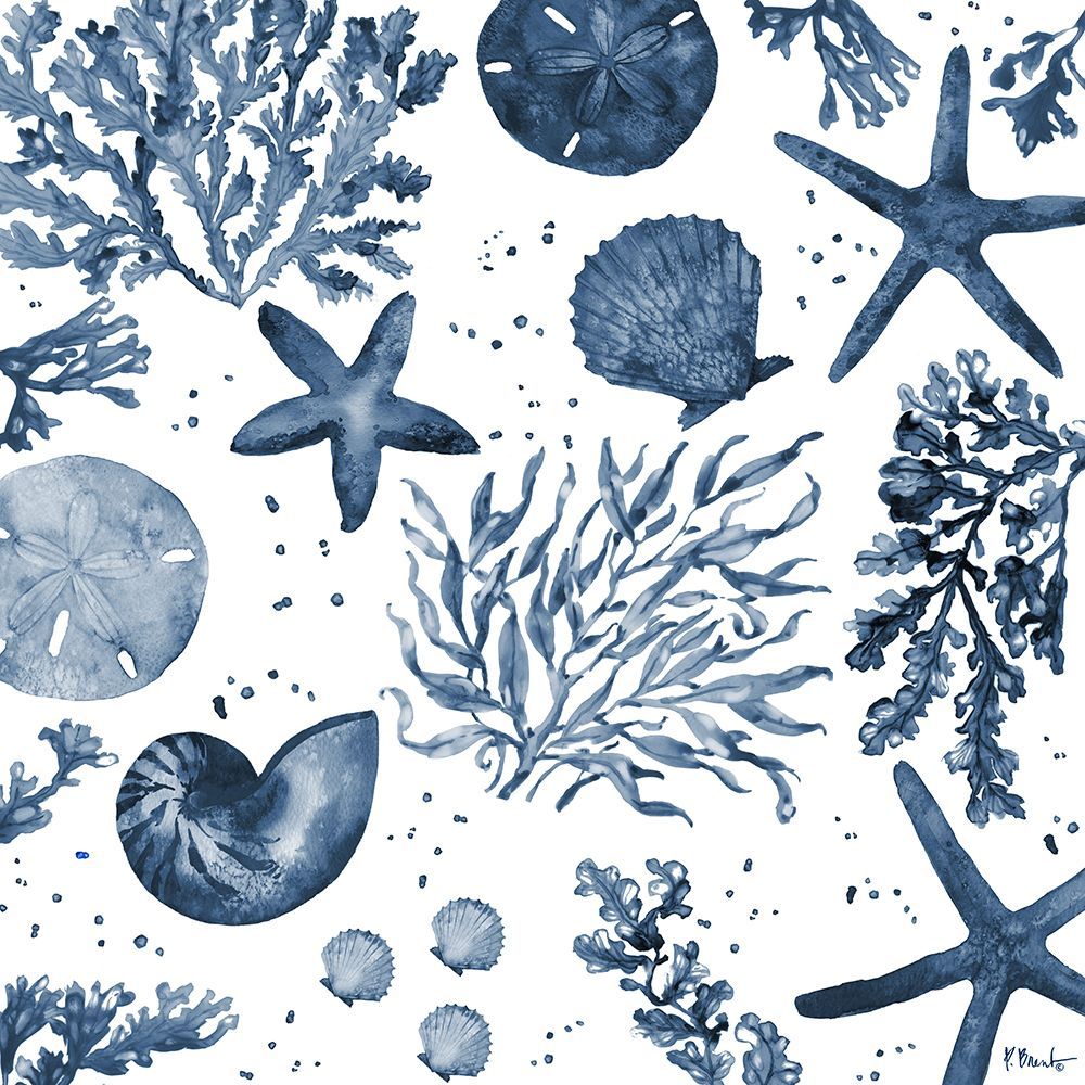 Tampico Shells Toss - Indigo art print by Paul Brent for $57.95 CAD