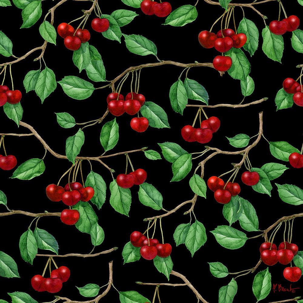 Classic Cherry Repeat - Black art print by Paul Brent for $57.95 CAD