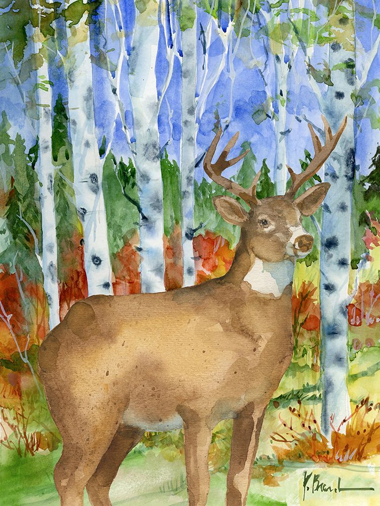Golden Deer Forest Vertical I art print by Paul Brent for $57.95 CAD