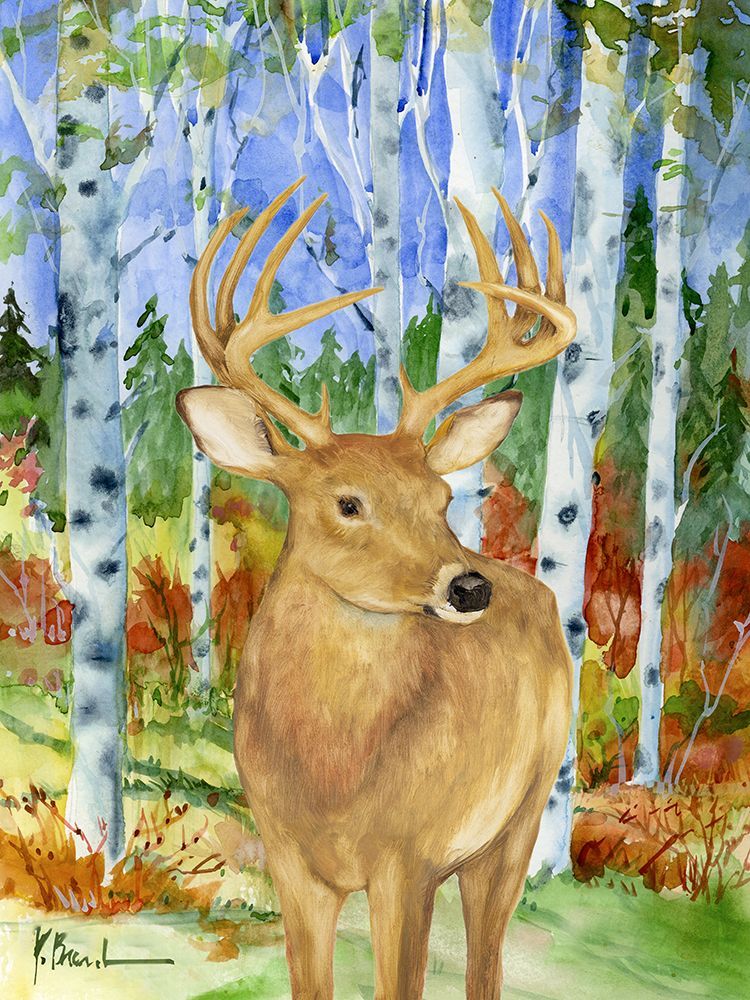 Golden Deer Forest Vertical II art print by Paul Brent for $57.95 CAD