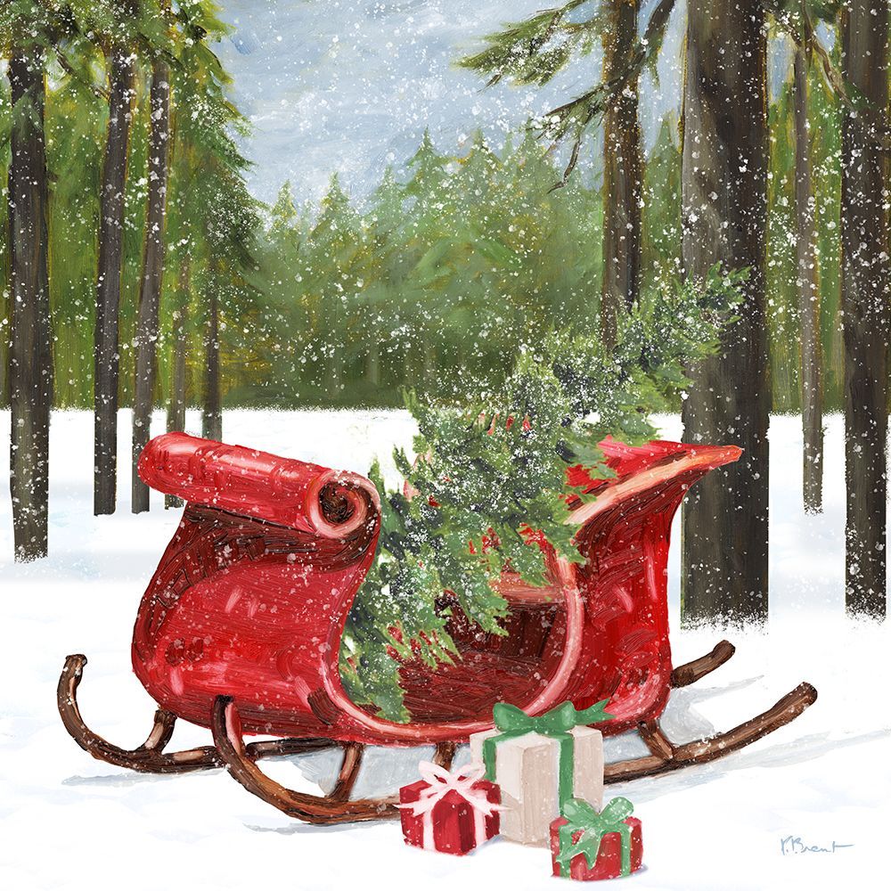 Snowbank Sleigh and Tree art print by Paul Brent for $57.95 CAD
