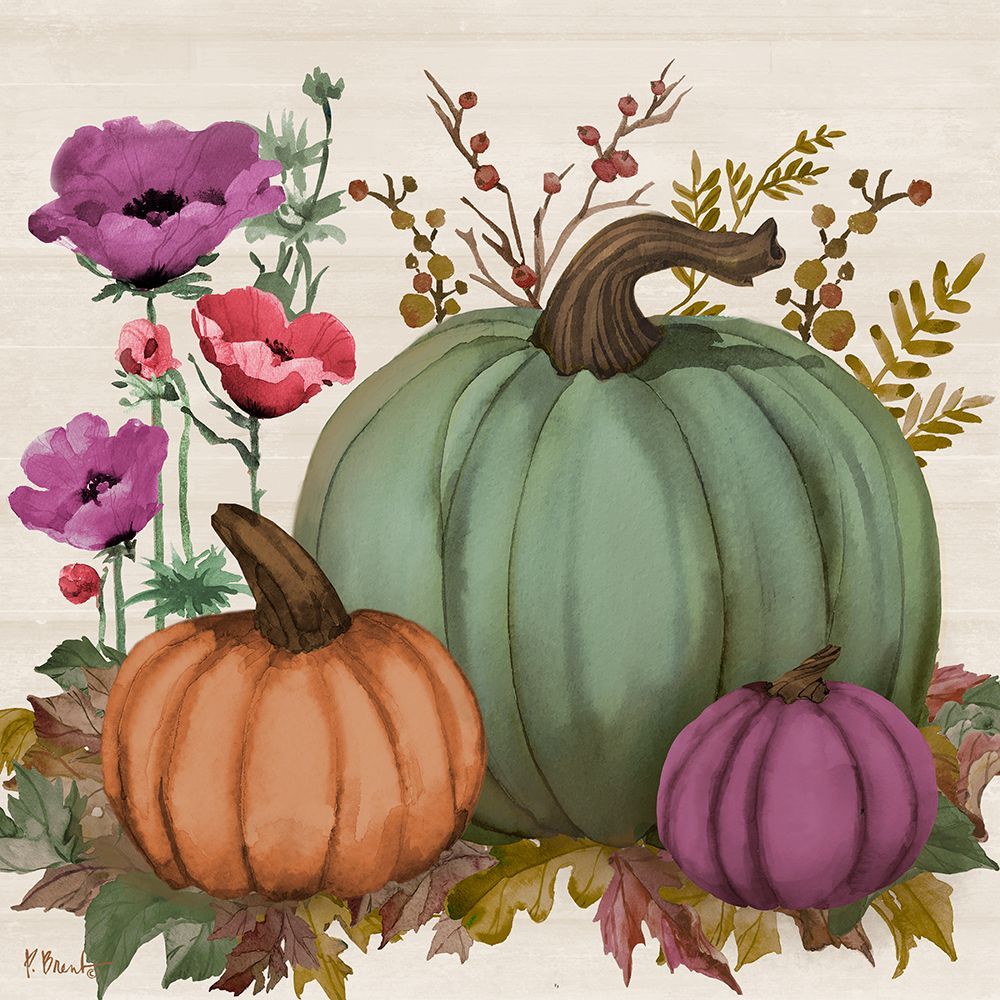 Floral Pumpkins I art print by Paul Brent for $57.95 CAD