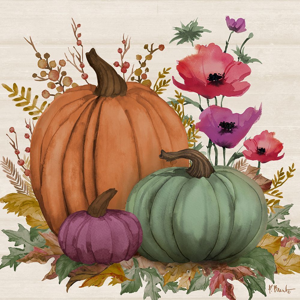 Floral Pumpkins II art print by Paul Brent for $57.95 CAD