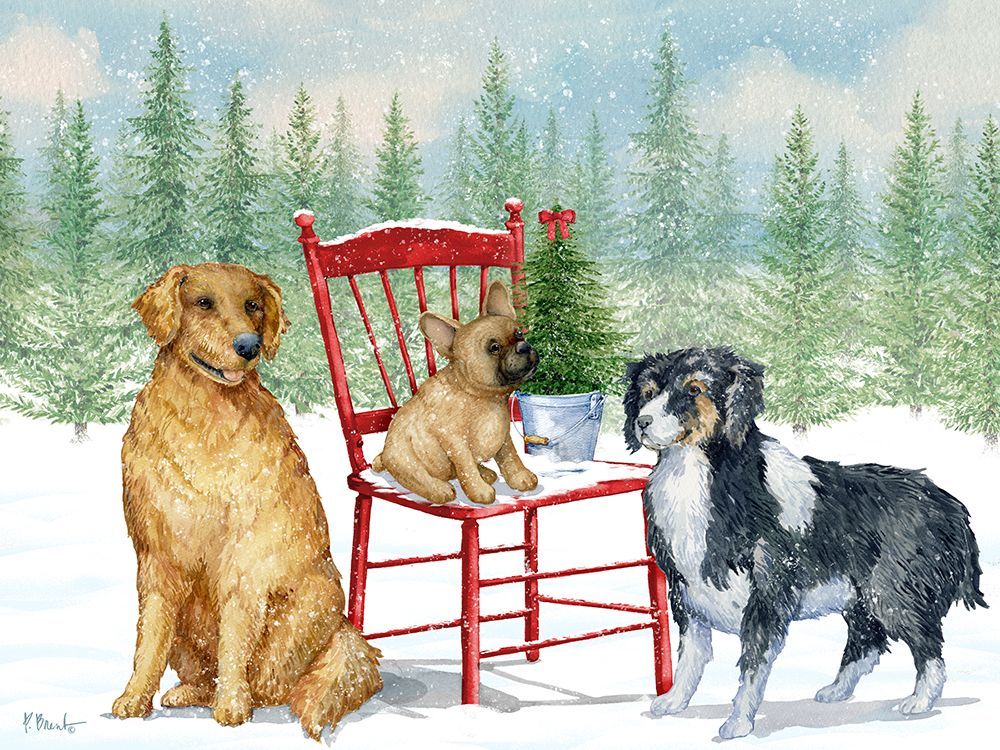 Holiday Dog Chair Horizontal art print by Paul Brent for $57.95 CAD