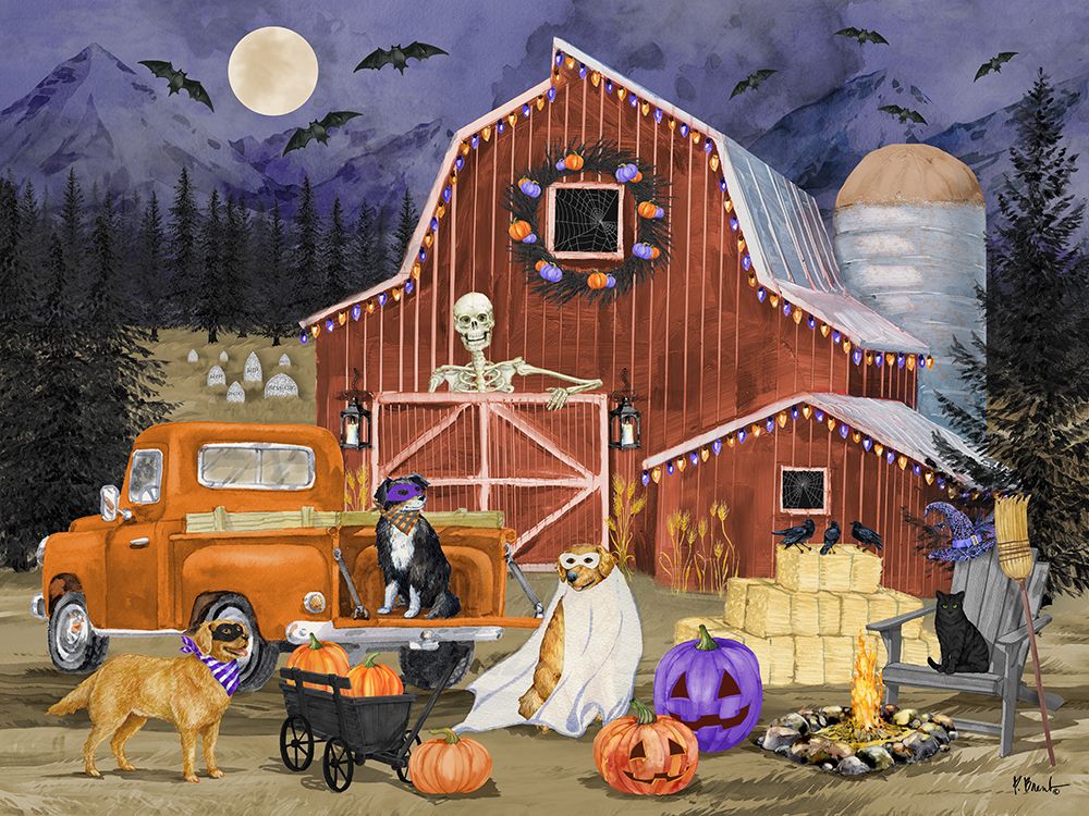 Halloween Village Barn art print by Paul Brent for $57.95 CAD
