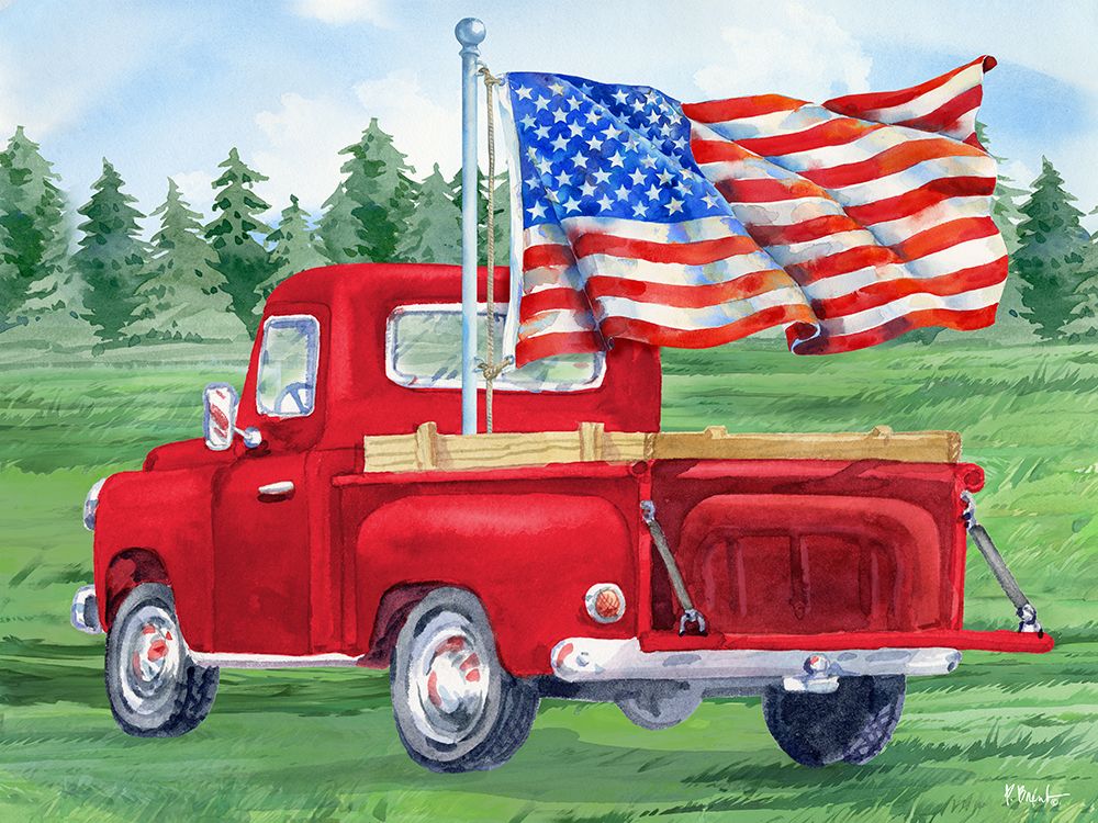 Freedom Flag Truck - Scenic art print by Paul Brent for $57.95 CAD